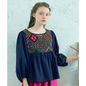 「シロップ．」 長袖ブラウス MEDIUM ネイビー レディース