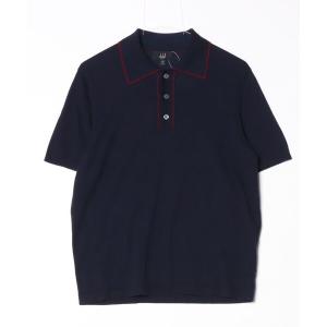 「dunhill」 半袖ニット S ネイビー メンズ