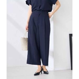 パンツ 「接触冷感/UVカット」リネンライククロップドパンツ「セットアップ対応/アンチピリング」 レディース