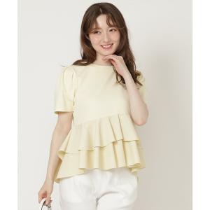 tシャツ 半袖 異素材ペプラムトップス レディース