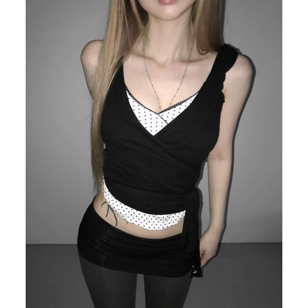 タンクトップ ノースリーブ cookie dough wrap top レディース