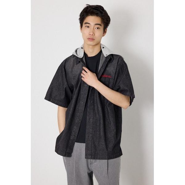 シャツ バックロゴフードデニムシャツ メンズ