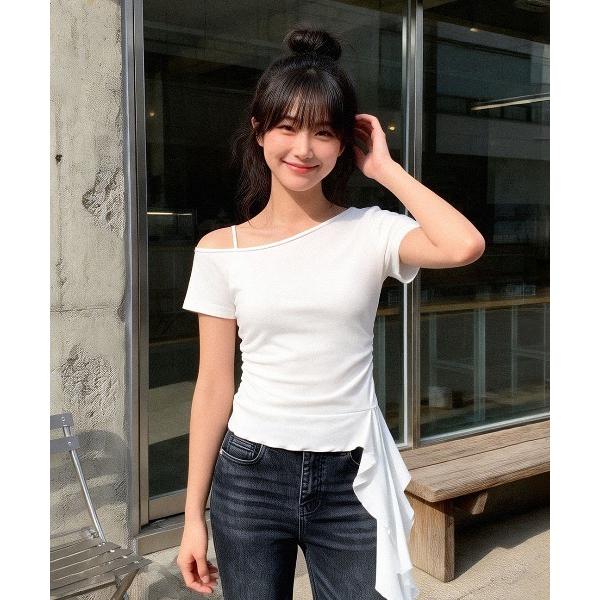 tシャツ 半袖 「GENERAL IDEA」メッシュトリミングワンショルダーTシャツ / MESH ...