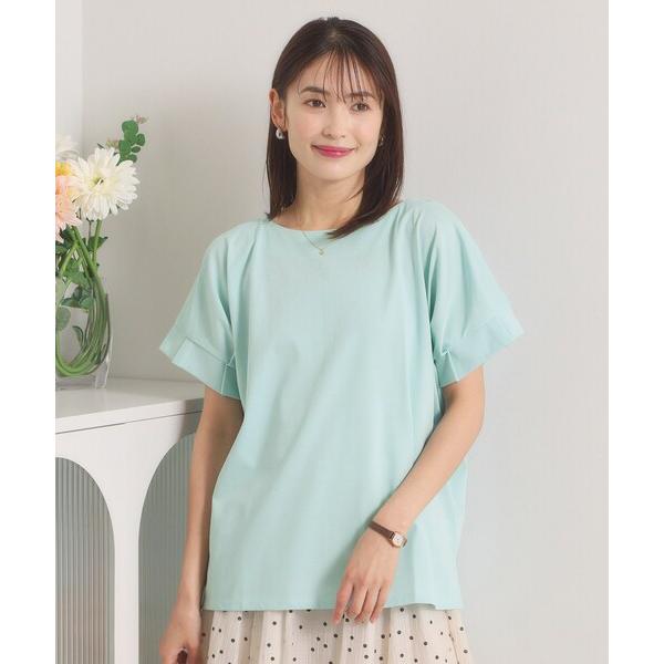 tシャツ 半袖 「汗染み防止／冷感／UV」袖口タックトップス レディース