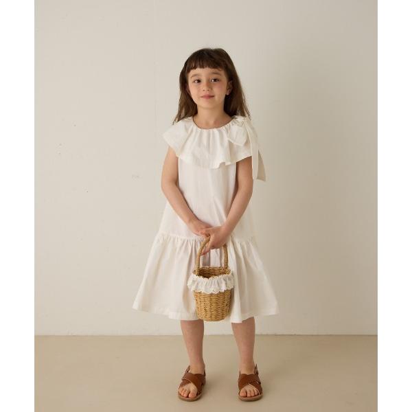 ワンピース ショルダーリボンフリルワンピース キッズ 子供服 女の子