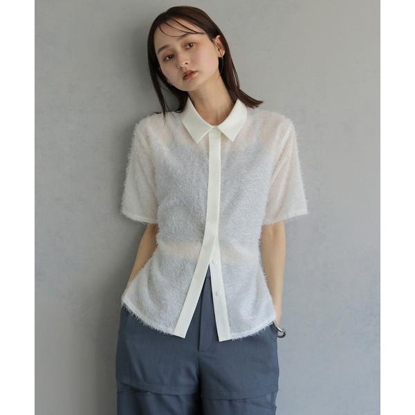 ブラウス シャツ 夏 半袖 「＆ｇ'aime 」フェザーハーフスリーブシャツ　Feather Hal...
