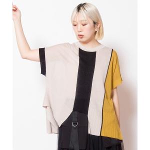 ニット セーター 配色アシンメトリーニットプルオーバー レディース