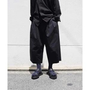 スラックス 「my beautiful landlet」 HIGH COUNT COTTON TWILL TUCK WIDE ANKLE PANTS メンズ レディース