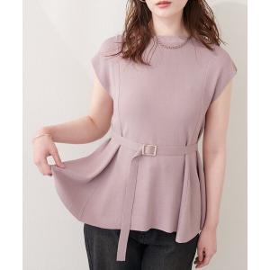 ニット セーター ベルト付きペプラムノースリニット レディース｜ZOZOTOWN Yahoo!店
