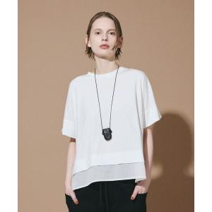 tシャツ カットソー×布帛コンビTシャツ レディース