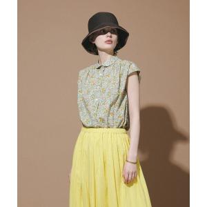 ブラウス シャツ 60ローンミラクルウェーブリバティプリントラウンドカラーノースリーブブラウス レディース