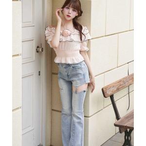 パンツ 「Belle Charme」Cut Out Belt Flere Denim レディース