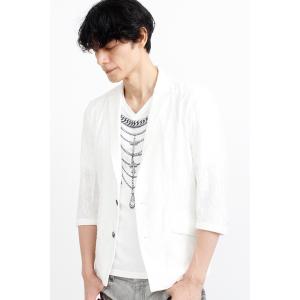 ジャケット テーラードジャケット TORNADO MART∴カットジャカード７分袖ジャケット メンズ
