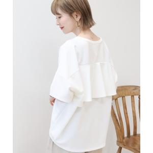 tシャツ 半袖 「WEB限定」バックフリル半袖プルオーバー レディース