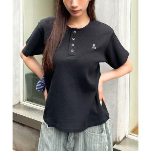 tシャツ 「UNISEX」ALAND／ロゴヘンリーネック半袖 レディース