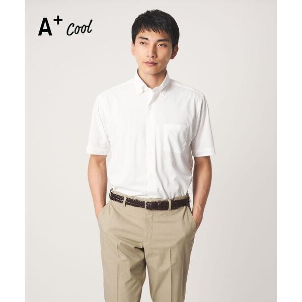 フォーマル シャツ 半袖 A+ COOL Pトリコット シャドーストライプ スタンダード ボタンダウ...