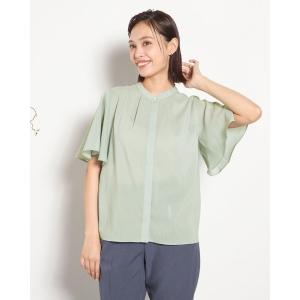 tシャツ 半袖 「SILVER LINE」「半袖」バンドカラーブラウス/「ストレッチ」「通気性」「吸水・速乾」「環境負荷軽減」 レディース