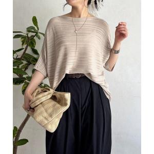 tシャツ ネックレス付きシアーボーダープルオーバー レディース