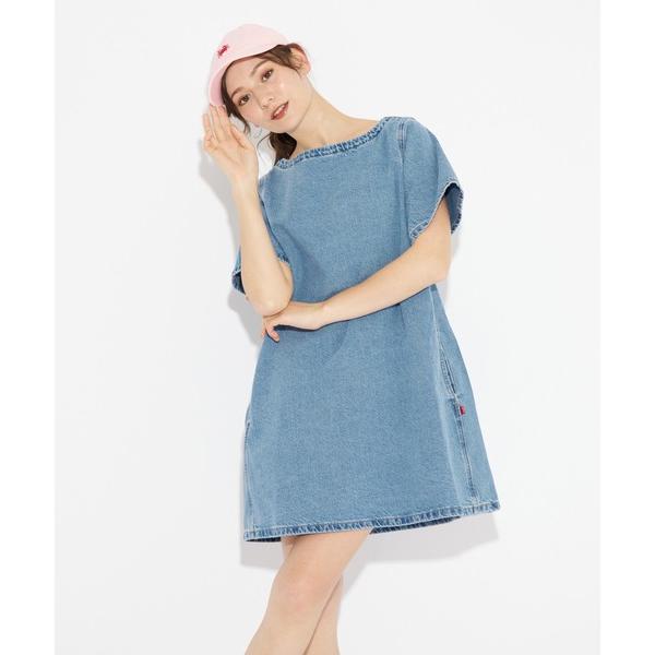 「Levi's」 半袖ワンピース S ダークインディゴブルー レディース