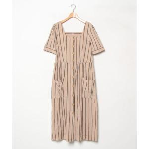 「w closet」 半袖ワンピース - ベージュ レディース