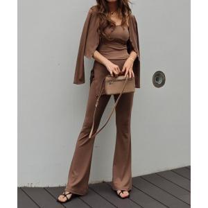 セットアップ レイヤードパンツ3ピースセットアップ レディース
