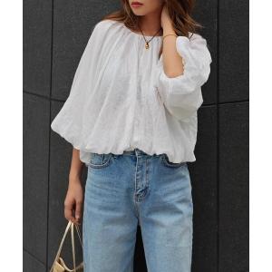 ブラウス シャツ 2wayシフォンパフスリーブトップス レディース