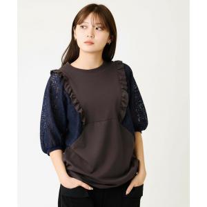 uvカット tシャツ レ―スボリュームスリーブデザインTEE レディース