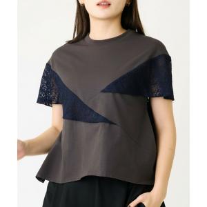 uvカット tシャツ 半袖 レ―スミックスデザインTEE レディース