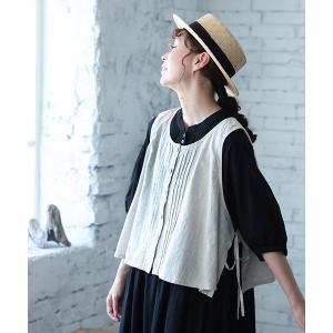 ベスト ジレ 結ぶピンタックなベスト レディース
