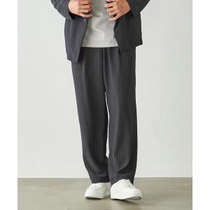 ワイドパンツ スラックス 「セットアップ対応」楊柳ポリエステル ワンタックワイドテーパードパンツ メンズ