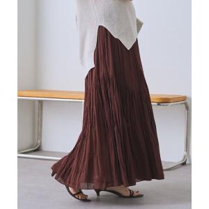 ロング スカート 「7色展開」クリンクルボイルギャザースカート