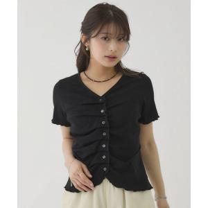 tシャツ 半袖 「人気デザインが夏仕様で登場」ハーフスリーブフロントタックカットＴＯＰＳ レディース