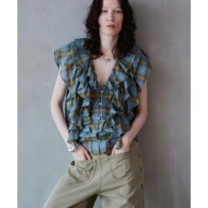 ブラウス シャツ Ruffle Check Shirts/ラッフルチェックシャツ レディース