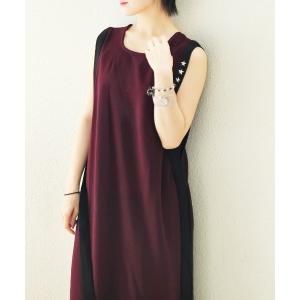 ワンピース サイドテープノースリーブワンピース