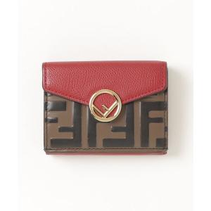 「FENDI」 エフイズフェンディ 三つ折り 財布 - レッド レディース