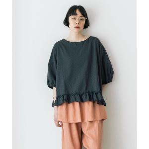 ブラウス シャツ 半袖 「natural by clip」前後2WAYカットドビーフリルブラウス レディース