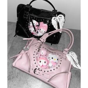ショルダーバッグ バッグ ハートクリアポケットスタッズフェイクレザートートバッグ ／ heart clear pocket studs fake leather tote bag レディース