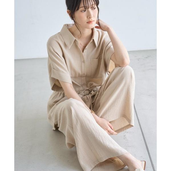 セットアップ 麻混シャツ×パンツ 2点SET レディース