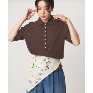tシャツ 半袖 「WEB限定」「at ease」シアーテレコ エリツキ カットソー レディース