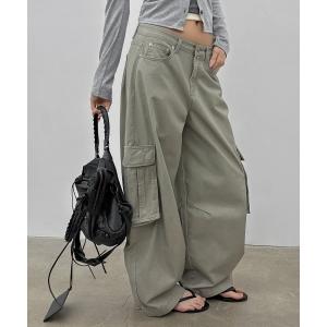 ワイドパンツ パンツ 「MADE」 ワークピグメントカーゴコットンパンツ レディース メンズ