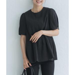 ブラウス シャツ 半袖 「SONO/ソーノ」グリッドチェック　ポタリーブラウス レディース