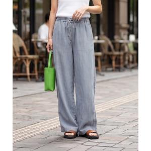 ジーンズ デニム デニムパンツ 涼しいテンセルデニム風ギャザーパンツ レディース