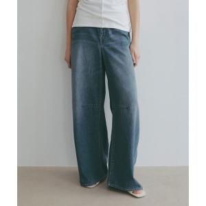ワイドパンツ ジーンズ デニム デニムパンツ コットンリネンカーブデニムパンツ レディース