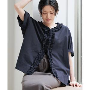 ブラウス シャツ コットンフリルハーフワイドスリーブブラウス レディース