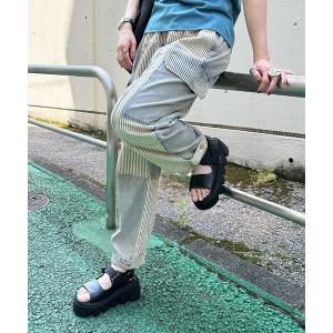 ジーンズ デニム デニムパンツ パネルヒッコリーオーバーダイデニムパンツ レディース メンズ