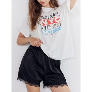 パンツ レースデザインサテンショートパンツ レディース