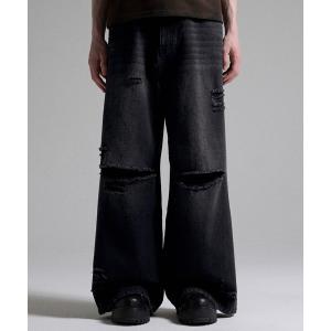 ジーンズ 「GRANCY」Rifted Slash Buggy Denim Pants / リフテッドスラッシュバギーデニムパンツ メンズ レディース