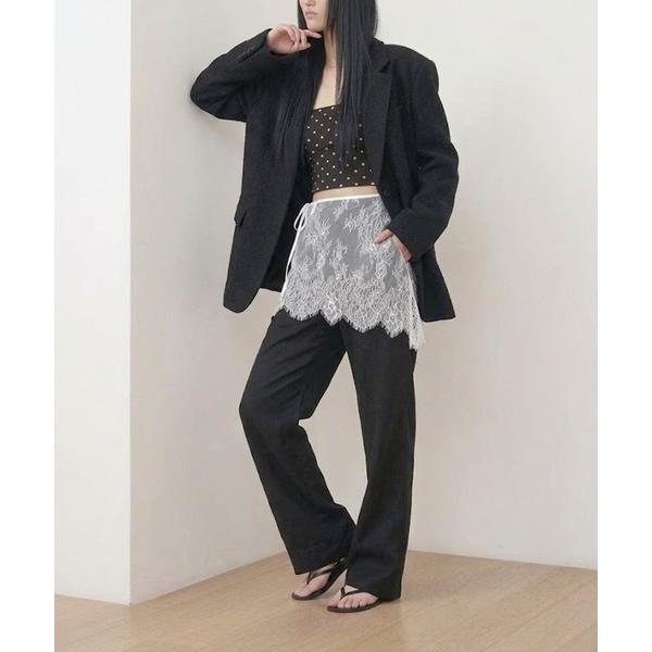 ワイドパンツ パンツ レースラップスカート付 ワイドパンツ セットアップ レディース