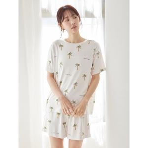 ジェラートピケ パジャマ ルームウェア 「接触冷感」サマーモチーフ4柄Tシャツ＆ショートパンツセット レディース