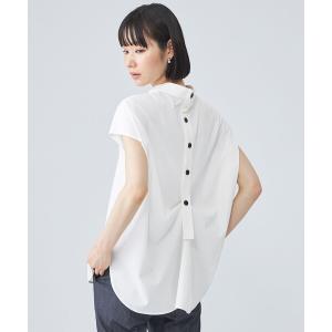 tシャツ 半袖 「接触冷感」バッグボタンカットソー レディース